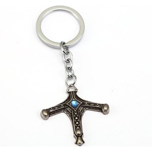 Bloodborne Game Metal Keychain Bloodborne inlay blue crystal Keychain Game Key Ring Men Women Jewelry Key Chains