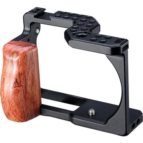 One-piece Camera Cage with Wooden Handle for SIGMA FP Camera Accessoires Microphone Light Cold Shoe Mount