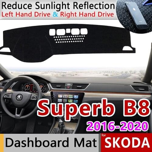 For Skoda Superb 3 B8 3V 2016 2017 2018 2019 2020 MK3 Anti-Slip Mat Dashboard Cover Pad Sunshade Dashmat Cover Car Accessories