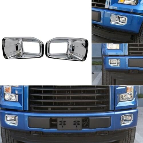 Chrome Exterior Accessories Front Fog Light Lamp Moulding Cover Trim Mirror Surface Detector Fit for Ford F150 2015-2017
