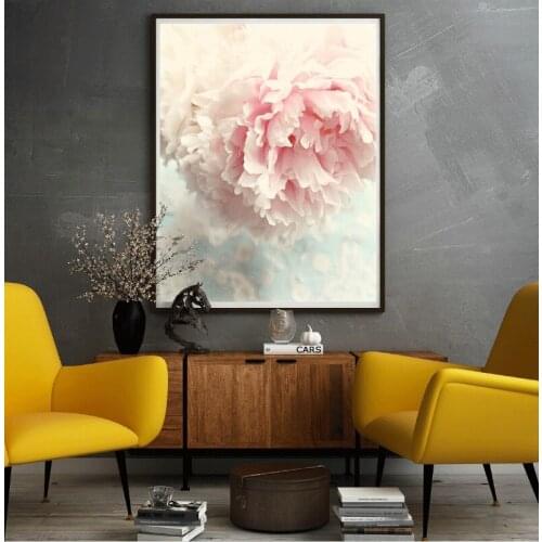 Nordic Style Pink Peony Canvas Painting Poster Modern Decor Wall Art Picture For Living Room Bedroom Dinning Room Aisle Entrance
