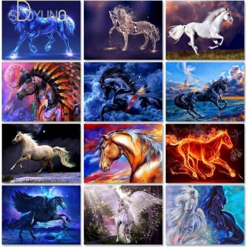 SDOYUNO Picture By Number Horse Handpainted Gift Drawing Acrylic Home Decoration Oil Painting By Numbers Animal Wall Art