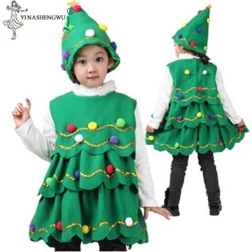 Green Tree Costume For Children Baby Girls Year Party Cosplay Clothing Dress Halloween Christmas