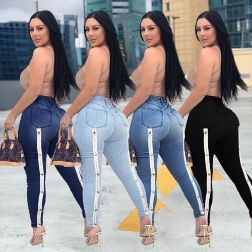 Fashion High Waist Lady Jeans Women Casual Bodycon Skinny Pencil Pants Zipper Streetwear Blue Jean Skinny Pants Trousers
