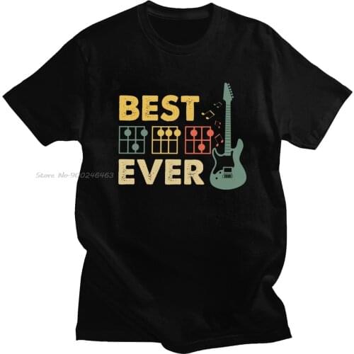 Vintage Best Guitar Ever Music Tshirt Men Short-Sleeve Musician Dad Gift Guitarist Summer T Shirt Cotton Tee Tops