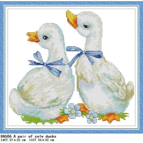 A pair of Kodak duck animal pattern counted cross stitch 11CT14CT Chinese embroidery kit DIY sewing set home decoration painting