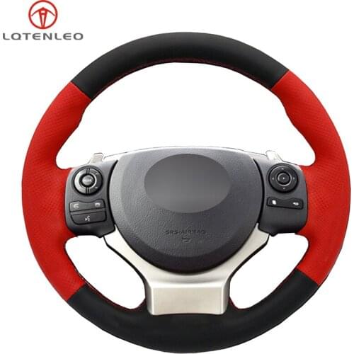 Black Red Genuine Leather Car Steering Wheel Cover For Lexus CT200 IS200t IS250 IS300 IS350 NX200 NX200t NX300 RC200 RC2