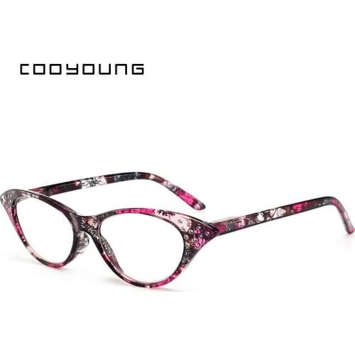 COOYOUNG Fashion Cat Eye Reading Glasses Women Men Cateye Diamond Eyeglasses Presbyopic Eyewear With Diopter 1.0 to 4.0