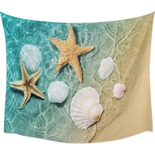 Beach Sand Starfish Wall Tapestry Cover Beach Towel Picnic Yoga Mat Home Decoration