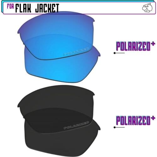 EZReplace Polarized Replacement Lenses for - Oakley Flak Jacket Sunglasses - BlackPPlus-BluePPlus