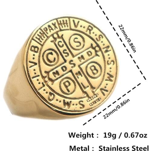 Size 6 To Size 16 Unisex CSPB CSSML NDSMD Saint Benedict of Nursia Jesus Cross Simple Ring Newest For Gift