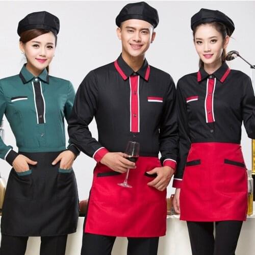 Hotel Waitress Work Clothes Autumn Winter Hot Pot Shop Uniform Shirt Western Restaurant Cafe Long-sleeved Waiter Overalls H2396