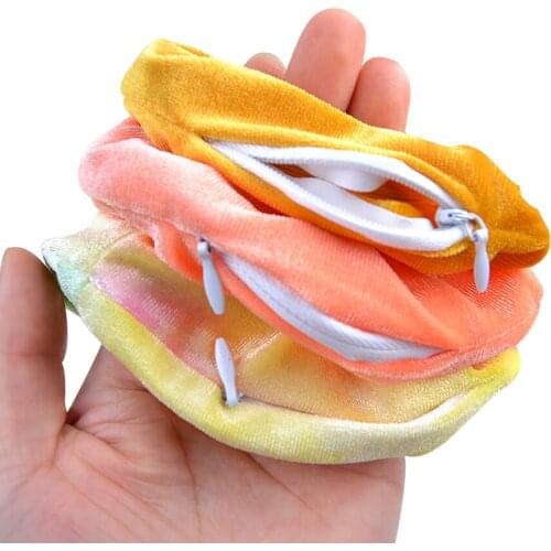 1PC Fashion New Velvet Tencel Pocket wallet Hair Scrunchies Retro Zipper Large Intestine Elastic Hair Band Hair Accessories Hot