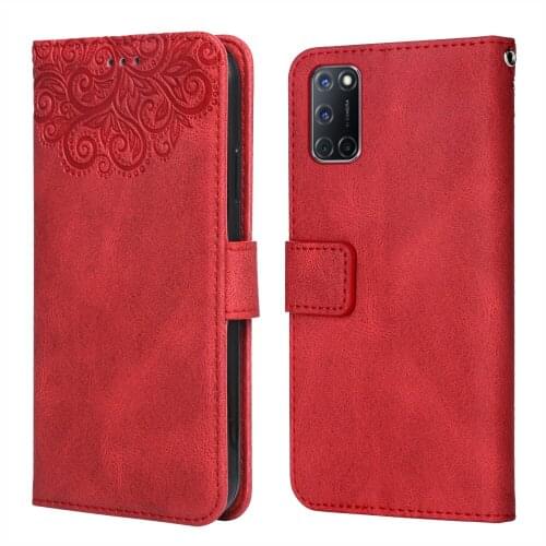 Luxury Leather Case for OPPO A92 Flower Embossing CPH2059 CPH2069 PADM00 PDAM10 Wallet Flip Phone Case for OPPO A 92 Cover