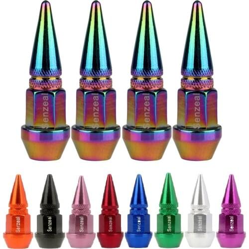 Senzeal 4x Aluminum Long Impale Spike Car Truck Tire Air Valve Stem Cap Cover Bicycle Motorcycle Wheel Tyre Valve Caps 8 Color