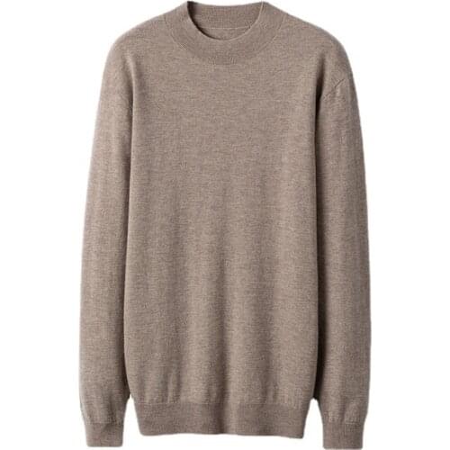 SHUCHAN MEN SWEATER 100% Basulan Wool Business Smart Casual Autumn and Winter Mock Neck Computer Knitted Close-fitting