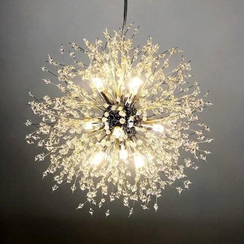 Modern Crystal Dandelion Chandelier Lighting Pendant Lamp for Living Room Dining Room Home Decoration Chandelier Lighting