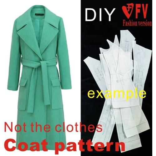 Pattern Making Womens Long Large Lapel Coat Pattern Garment Sewing Drawing BFY-211