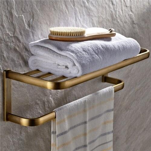 Vidric Bathroom Towel Rack Total Brass Gold Towel Hanger Antique Towel Holder Wall Mounted 60CM Towel Rail Holder Towel Hanger B