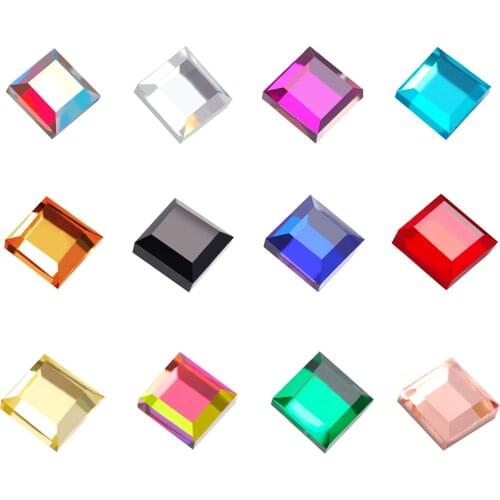 High Quality Fashion 6*6mm Glass Flat Bottom Mirror Square Rubber Bottom Hot Drilling DIY Clothing Bag Decoration Accessories