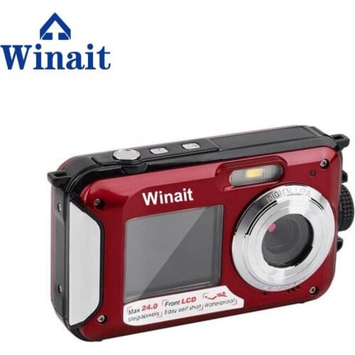 Winait Free ship 24Mp Digital Camera 1080P Full HD Video 2.7"+1.8" Dual Screen 3M Waterproof Camera 16X Zoom 550Mah Battery