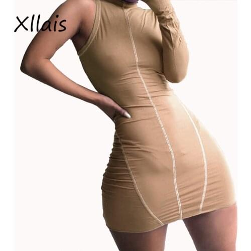 XLLAIS Women Dress Summe New Arrival 2021 Ladies One Shoulder Cute Purple Sexy Mini Vestidos Long Sleeve Bodycon Robe Femme