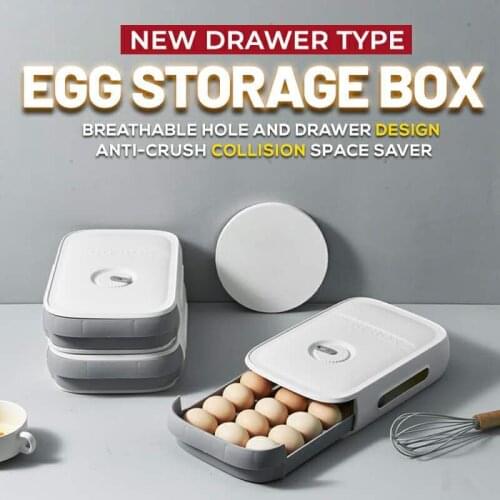 New Drawer Type Egg Storage Box Household Egg Storage Box Drawer-Type Refrigerator Storage Box Plastic Dumpling Box Layer Egg Tr