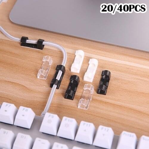 20pcs/40pcs Self-adhesive Wire Clamp Wire Organizer Cable Clip Buckle Clips For Home Office Storag Cable Winder Clip