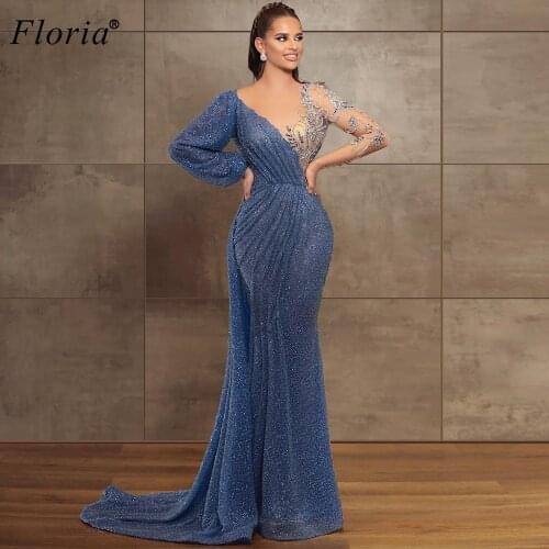 Robe De Soiree Mermaid Evening Dresses Long Beads Prom Dresses Women Party Night Formal Celebrity Dresses Robe De Soiree Custom