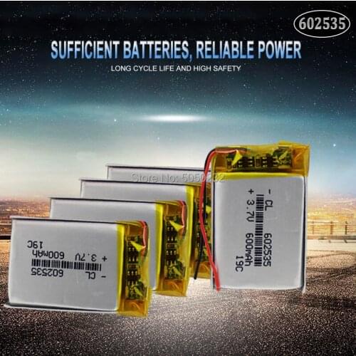10pc 100% Original Lithium Polymer Rechargeable Battery 3.7V 600mAh 602535 Lipo cells For Car DVR Tachograph Bluetooth