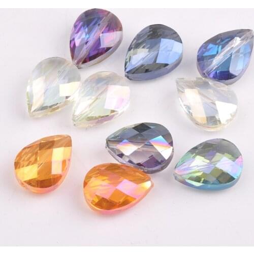 10pcs Teardrop Faceted Crystal Glass 18x13mm 24x17mm Loose Beads for Jewelry Making DIY Crafts