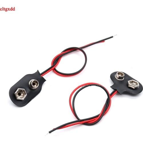 100Pcs/lot New High Quality T type I type 9V Battery Snap Connector Clip with Wire Holder Cable Leads Cord 15cm