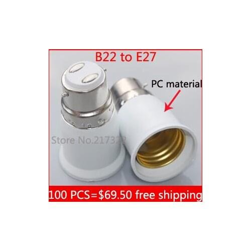 100pcs B22 to e27 adapter High quality PC material fireproof material socket adapter
