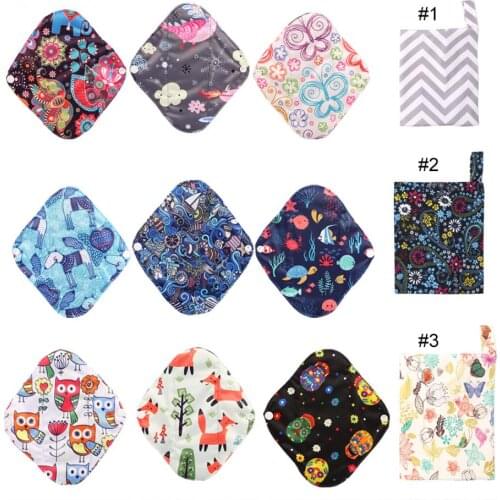 3PCs Reusable 20 x 18cm Menstrual Panty Pads+ 1PCs Wet Bag Washable Charcoal Bamboo Cloth Sanitary Pad Towel Menstrual Panty Pad