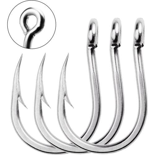 50pcs Fishing Hooks 1/0#-13/0# Stainless Steel Fishing Hook Jig Big Single Hooks Fishing Tackle Texas Tackle
