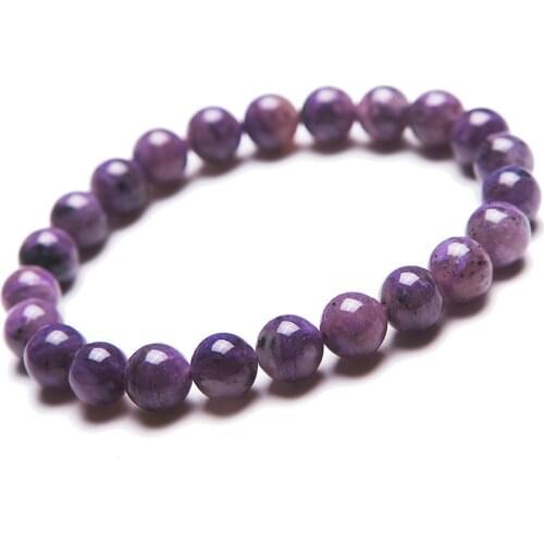 8mm Genuine Natural Purple Charoite Gems Stone Crystal Round Beads Jewelry Stretch Charm Bracelet Femme