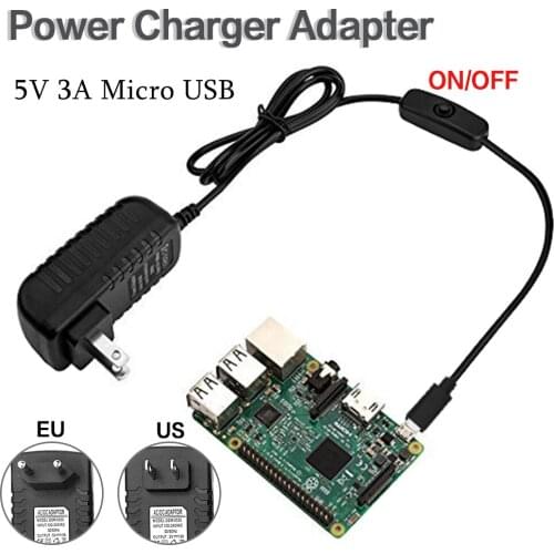 5V 3A Micro USB Power Charger Adapter With Switch Cable For Raspberry Pi 3 Laptop Computer Accessories Drop Shipping