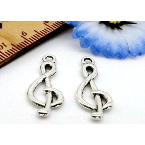 Free Shipping Wholesale 100pcs Tibetan Silver Music note Fit Europe Charms Pendants 27.5x11mm For Jewelry Making Craft DIY