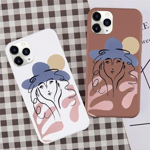 JAMULAR Art Retro Abstract Line Phone Case For iPhone 7 11 Pro XS MAX X XR SE 2020 8 6 Plus Cute Girl Soft Silicone Cover Fundas