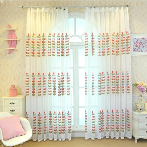 Colorful Embroidered Sheers Curtains for Bedroom Living Room Drapes Window White Tulle Custom Curtains