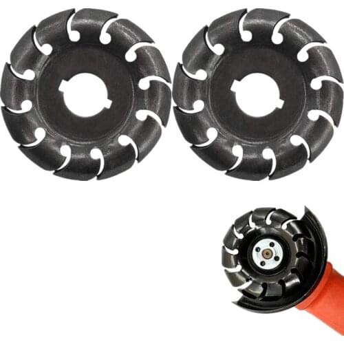 2Pieces 12 Teeth Circular Wood Carving Discs Manganese Steel 90mm Bore Grinder Shaping Disc for 125 Angle Woodworking Tool
