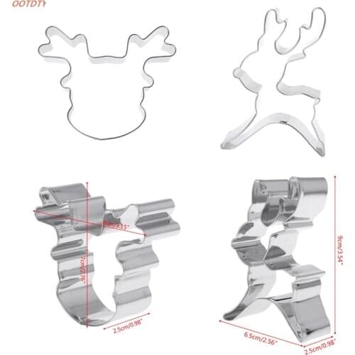 OOTDTY Stainless Steel Cookie Cutter Biscuit Mold Christmas Sika Deer DIY Tool Deer Head Decorating Mould