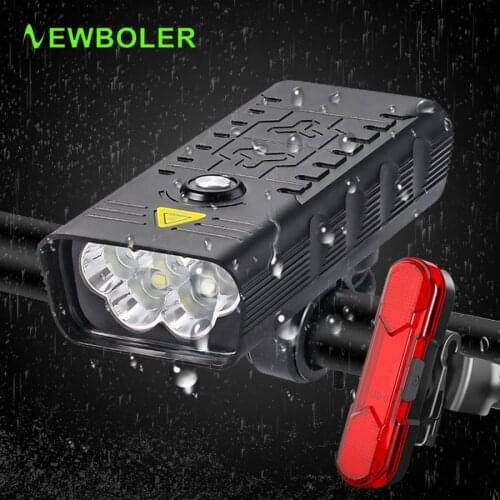 NEWBOLER Powerful 10,000mAh Bicycle Light 5 Leds USB Rechargeable T6 Bike Light Flashlight MTB Cycling Accessories as Power Bank