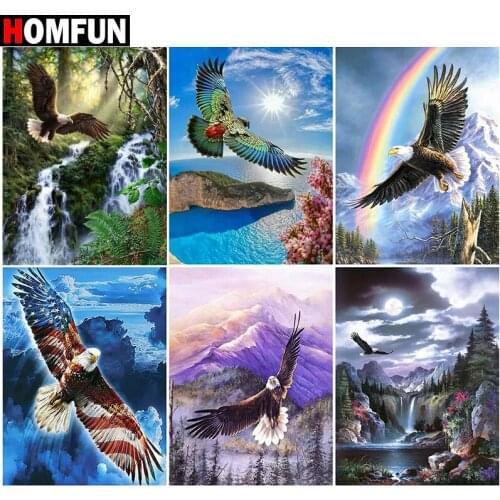 HOMFUN Diamond Painting Cross Stitch "Animal eagle landscape" 5D DIY Diamond Embroidery Full Square/round Rhinestone Of Picture