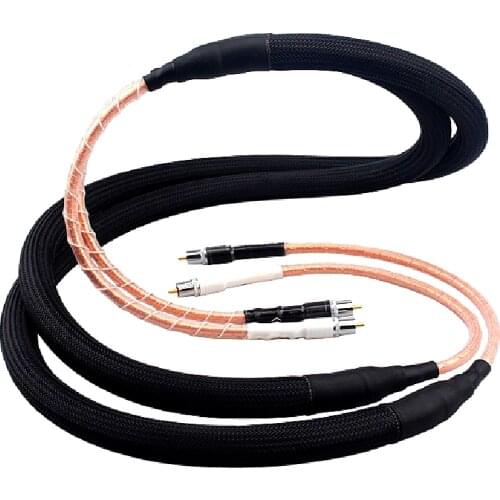 HiFi RCA Cable Square Core OCC Silver Plated Wire Audio Line Pair for Amplifier DVD Player Speaker