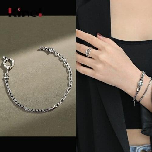 Kinel Jewelry Silver 925 Bracelet Original Vintage Box Chain Woman Bracelet Temperament Personality Hand Bijoux Gift