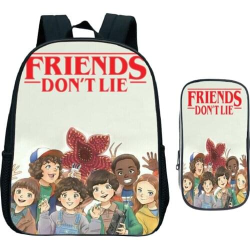 Beautiful Kids Stranger Things School Bag New Pattern Daily Primary Backpack Child Kindergarten Bookbag Gift(Rucksack+Pencil Bag