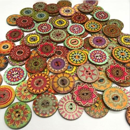 50pcs Natural Round Buttons Brown Wood Coconut Shell Buttons Flatbacks Vintage Retro Round Wood Buttons for Craft/Sewing DIY