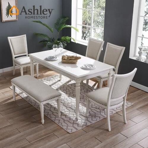 Contracted and contemporary American eat desk and chair combination solid wood foot square small family house at the table