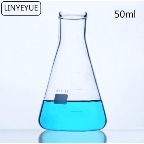 LINYEYUE 50mL Glass Conical Flask Chemistry Erlenmeyer Flask Borosilicate Glass high temperature resistance Laboratory Equipment